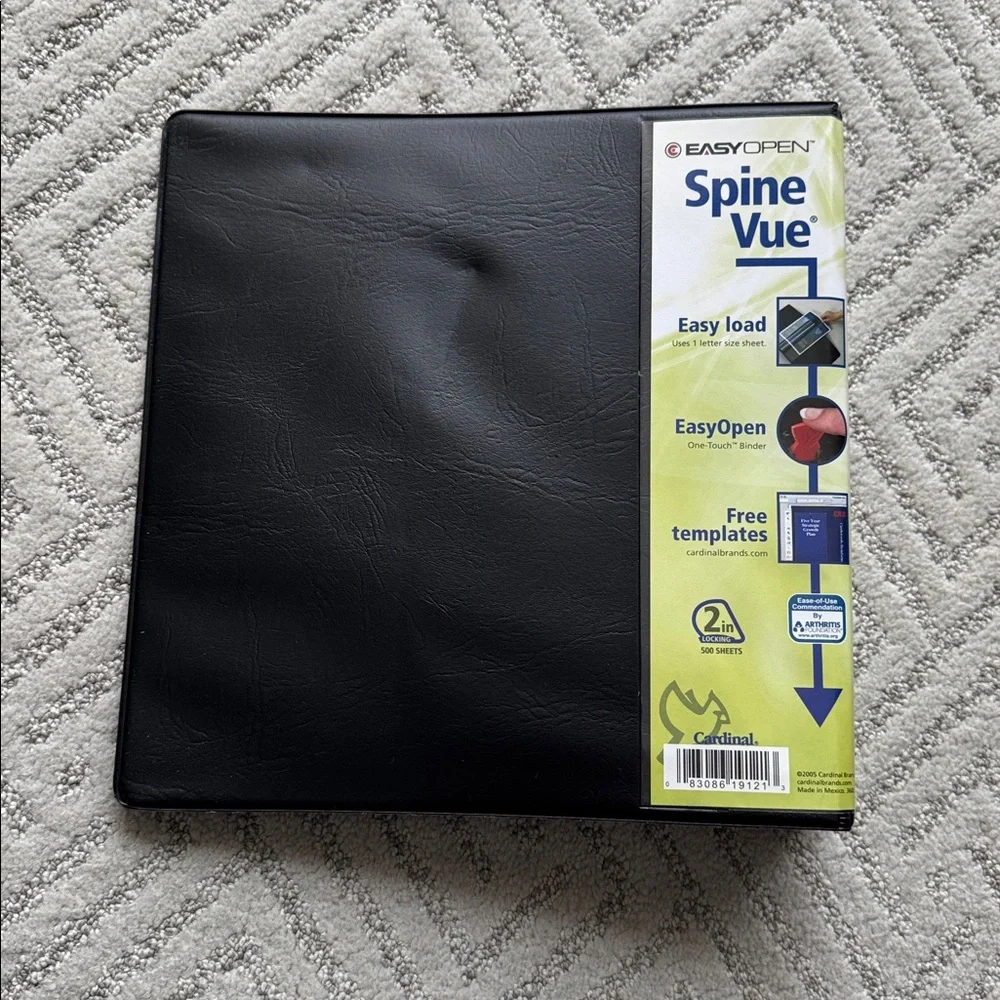 Cardinal Heavy Duty 3 D rings 2 inches Black Binder